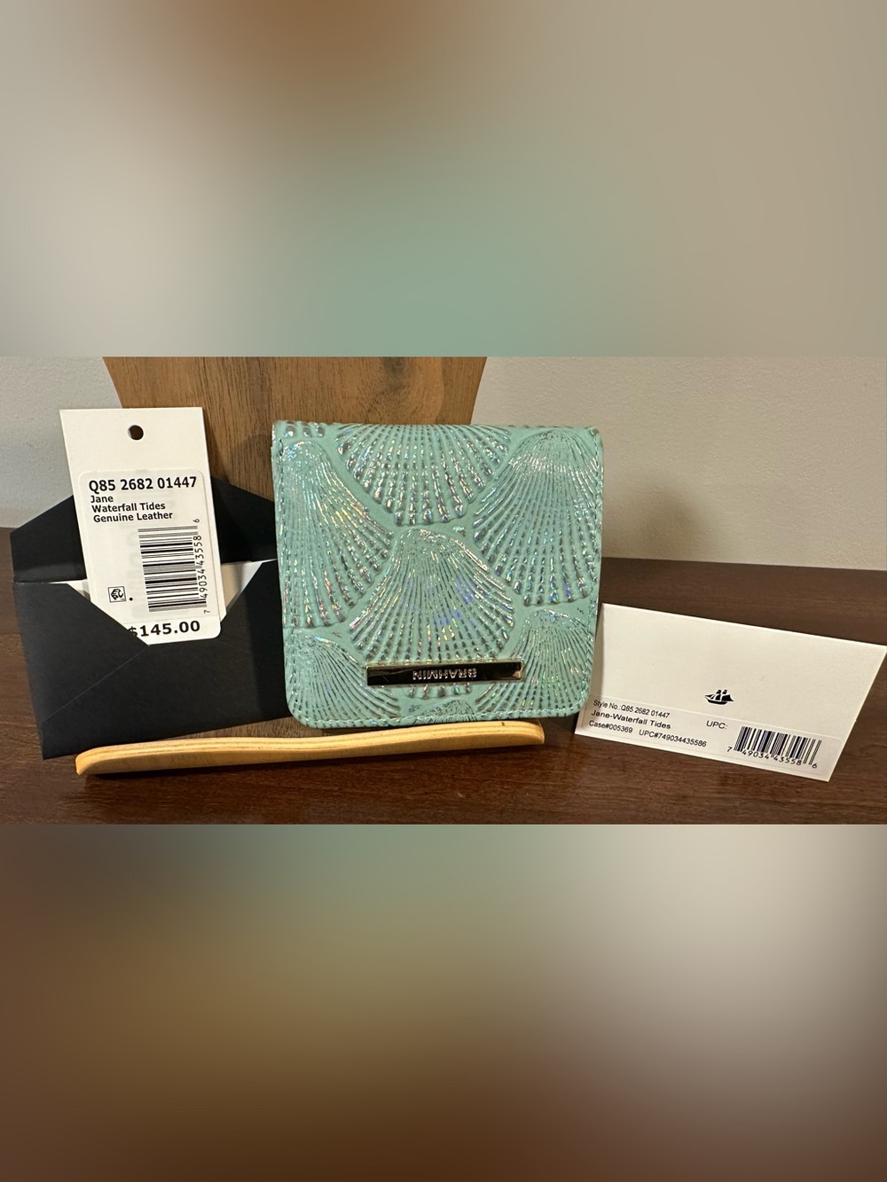NWT Brahmin Jane Wallet Waterfall Tides Genuine Leather Style Q85268201447